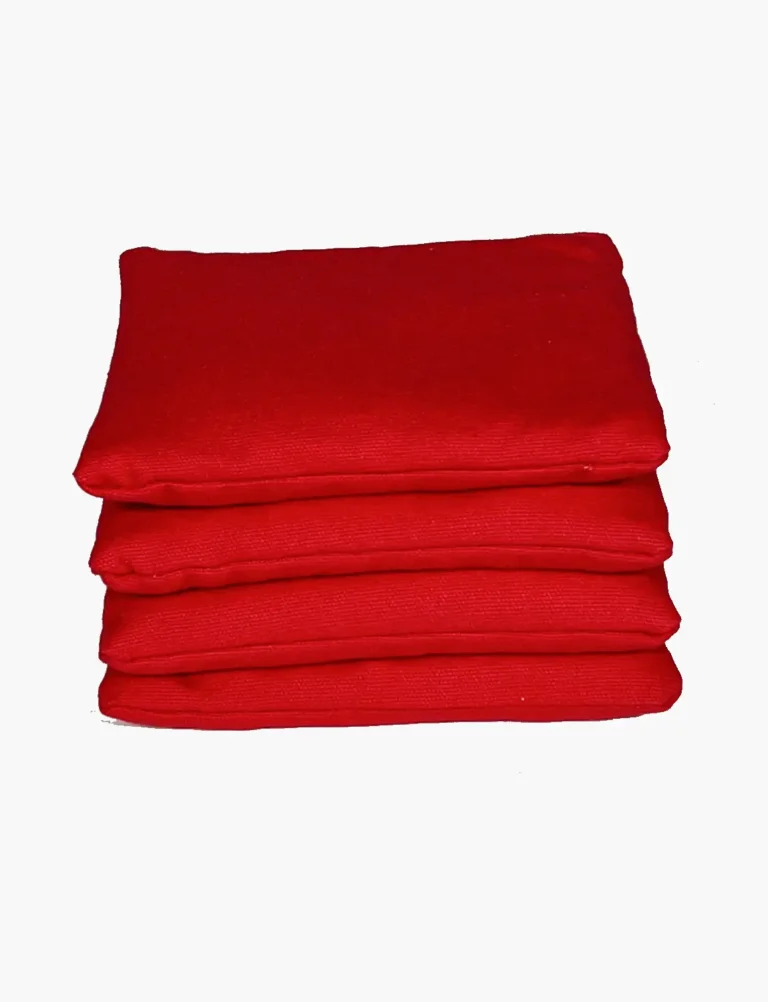 Red cornhole bags and bean bags