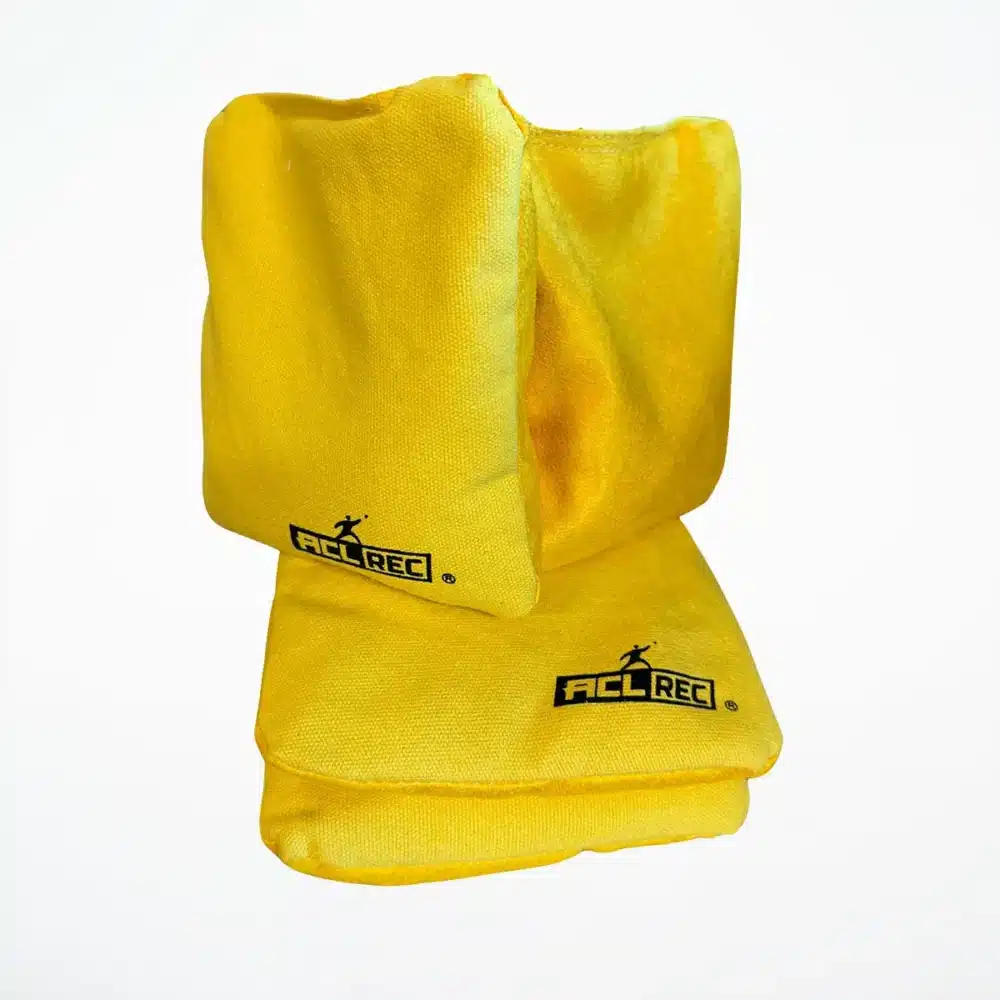 Yellow cornhole bags Stick and Slide 3